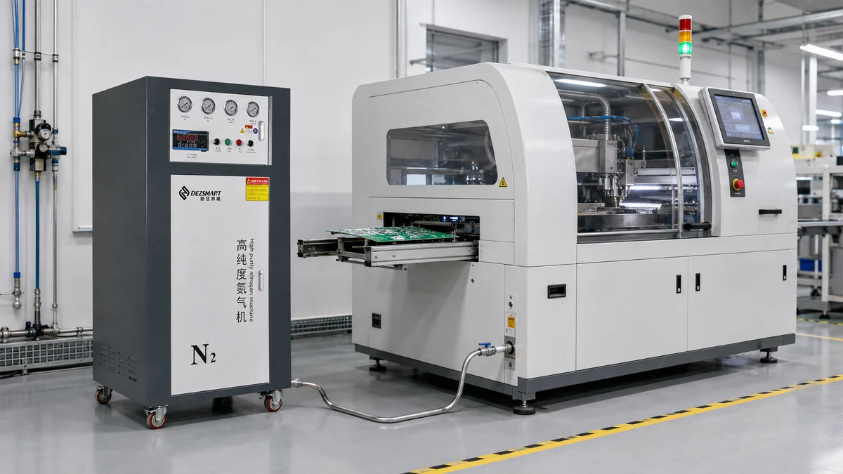 Nitrogen Generator Connected to Selective Soldering Machine Nitrogen Generator Connected to Selective Soldering Machine