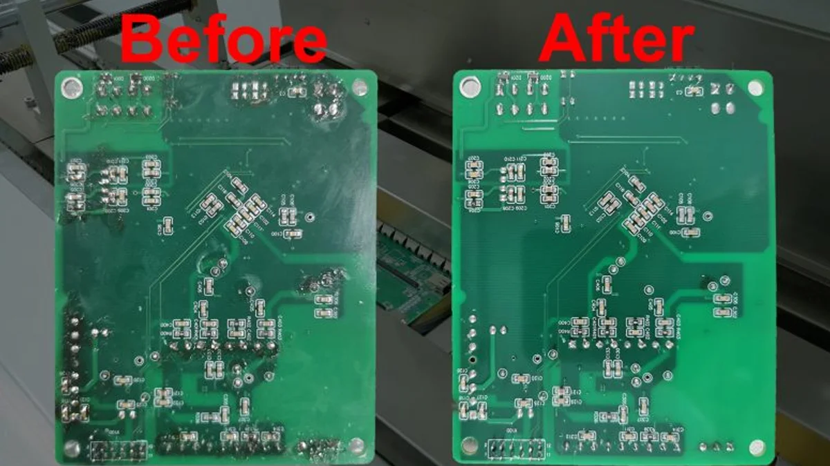 PCBA Single Side Cleaning Machine DEZ C758 Comparison of samples before and after treatment
